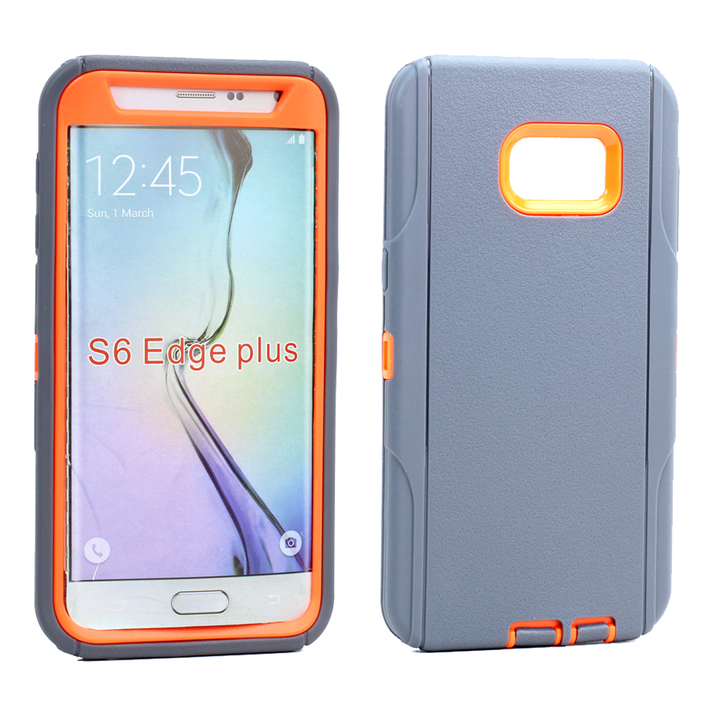 Samsung Galaxy S6 Edge Plus Premium Armor Robot Case (Gray Orange)